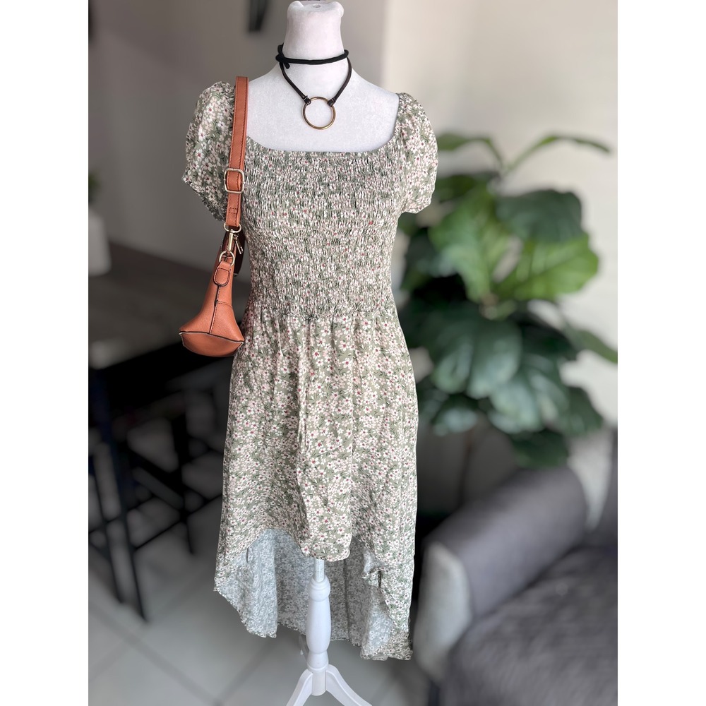 AUW Floral High-Low Smocked Dress Size L